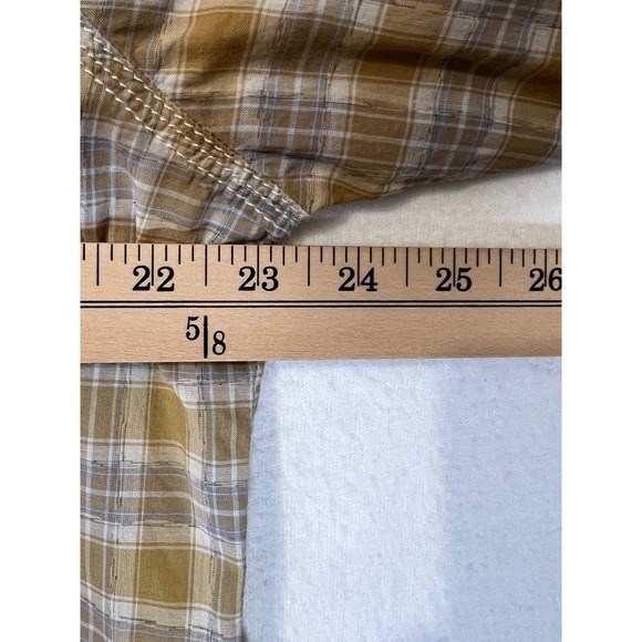 Wrangler Women's Western Rodeo Shirt XL Gold Yellow‎ Plaid L/S Pearl Snap Front - Picture 8 of 11